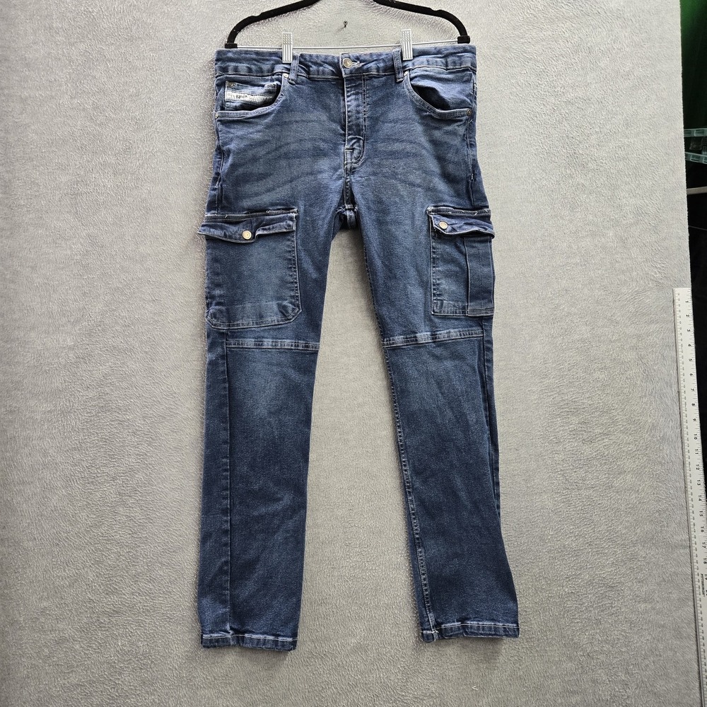Ecko Unltd. Men Jeans 36 Blue Denim Skinny Y2K Cargo 29" Inseam Streetwear